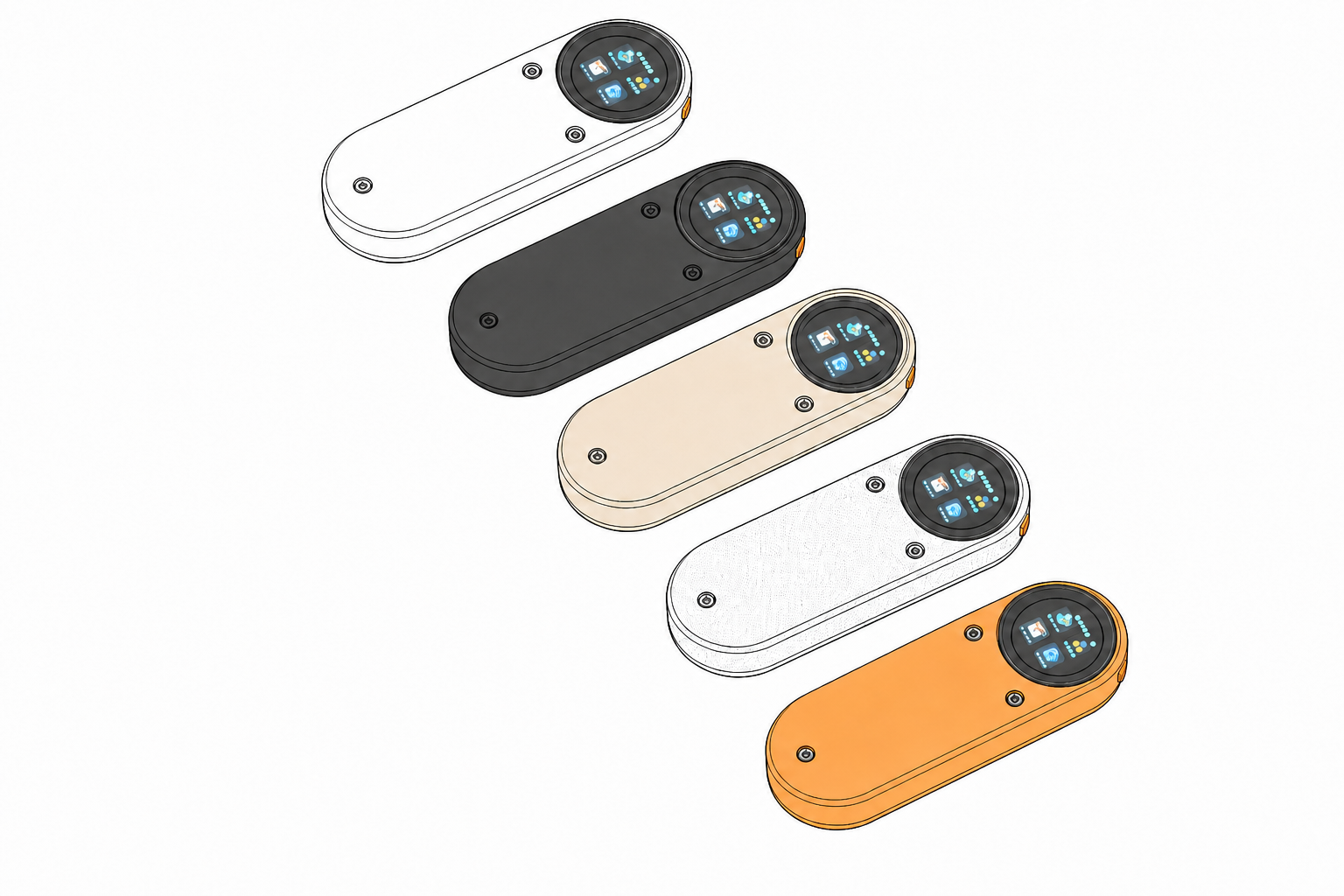 Concept lineup of Ble(e)p controllers in several enclosure colors