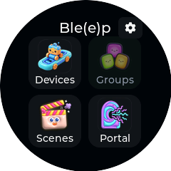 Ble(e)p Home screen with Devices, Groups, Scenes, and Portal