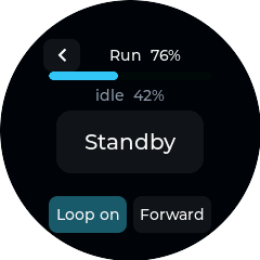 Ble(e)p Shark Nano II run screen with standby, loop, and direction controls
