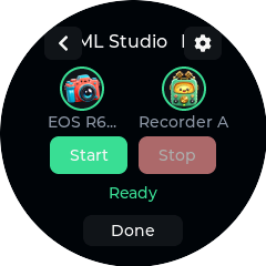 Ble(e)p sequence screen showing two ready devices and Start and Stop controls
